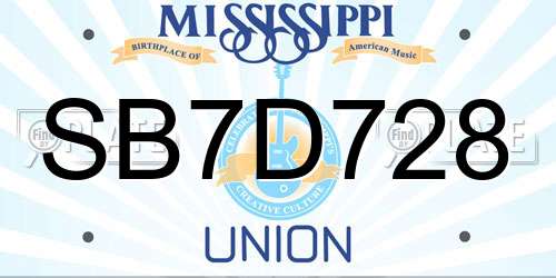 SB7D728 Mississippi License Plate