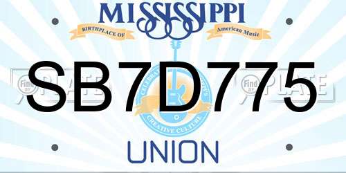 SB7D775 Mississippi License Plate