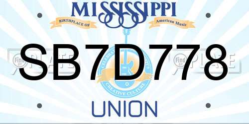 SB7D778 Mississippi License Plate