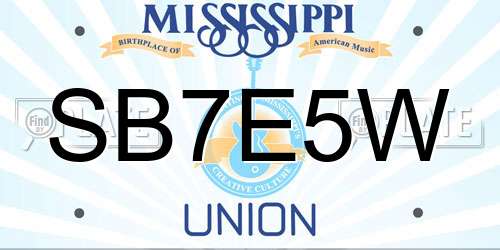 SB7E5W Mississippi License Plate