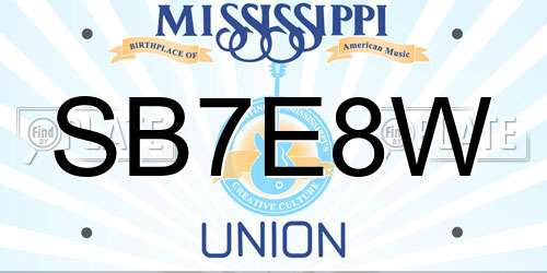 SB7E8W Mississippi License Plate