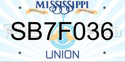 SB7F036 Mississippi License Plate