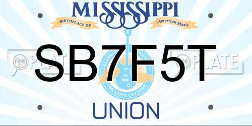 SB7F5T Mississippi License Plate