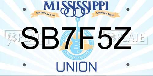 SB7F5Z Mississippi License Plate