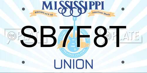 SB7F8T Mississippi License Plate