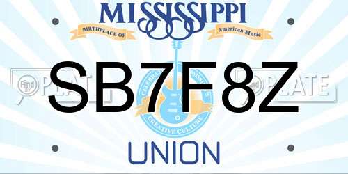 SB7F8Z Mississippi License Plate