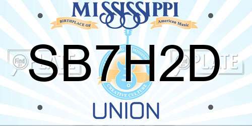 SB7H2D Mississippi License Plate