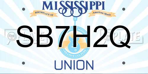 SB7H2Q Mississippi License Plate