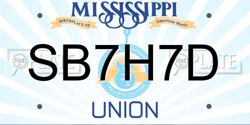 SB7H7D Mississippi License Plate