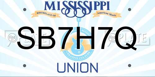 SB7H7Q Mississippi License Plate