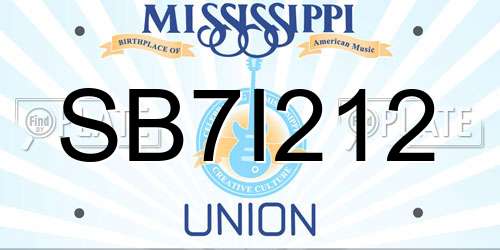 SB7I212 Mississippi License Plate