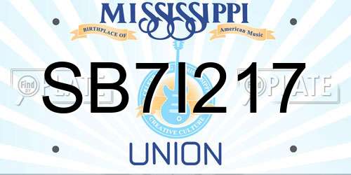 SB7I217 Mississippi License Plate