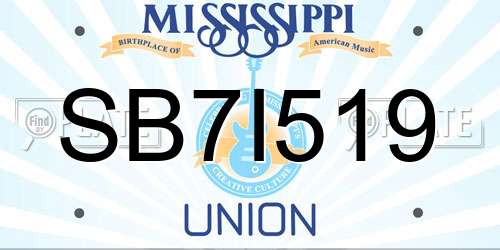 SB7I519 Mississippi License Plate