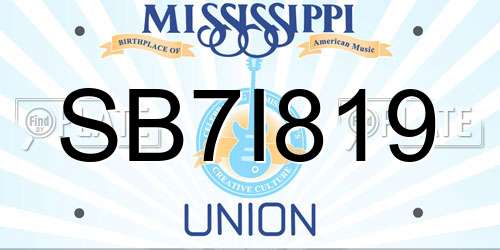 SB7I819 Mississippi License Plate
