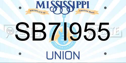 SB7I955 Mississippi License Plate
