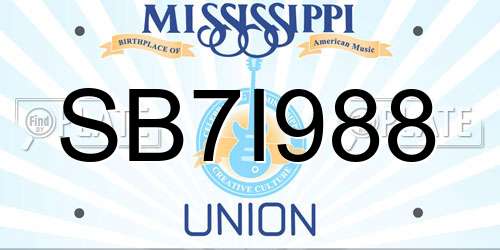 SB7I988 Mississippi License Plate