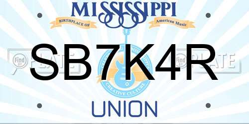SB7K4R Mississippi License Plate