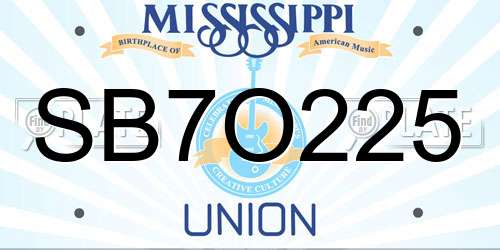 SB7O225 Mississippi License Plate