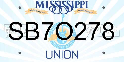 SB7O278 Mississippi License Plate