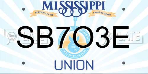 SB7O3E Mississippi License Plate