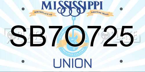 SB7O725 Mississippi License Plate