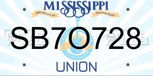 SB7O728 Mississippi License Plate