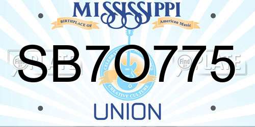 SB7O775 Mississippi License Plate
