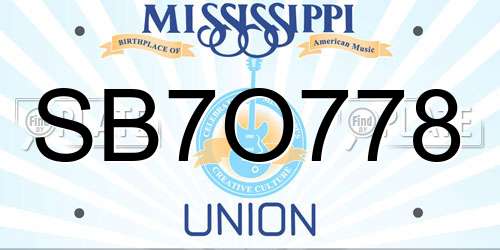 SB7O778 Mississippi License Plate