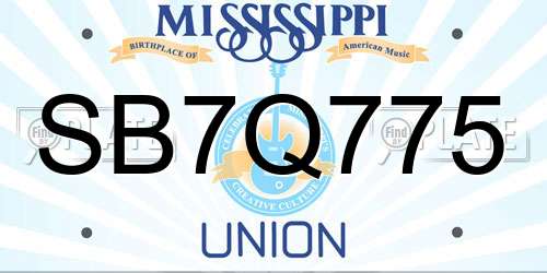 SB7Q775 Mississippi License Plate