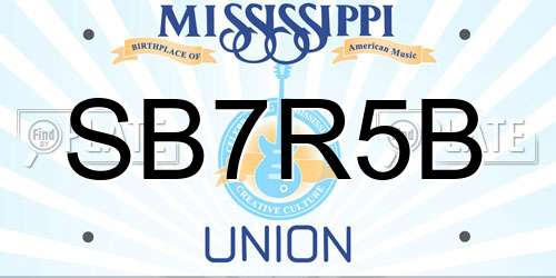 SB7R5B Mississippi License Plate