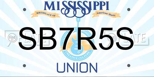SB7R5S Mississippi License Plate