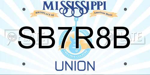 SB7R8B Mississippi License Plate