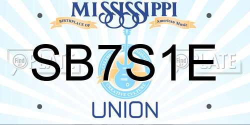 SB7S1E Mississippi License Plate