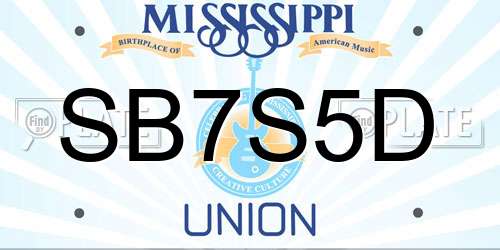 SB7S5D Mississippi License Plate