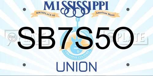 SB7S5O Mississippi License Plate