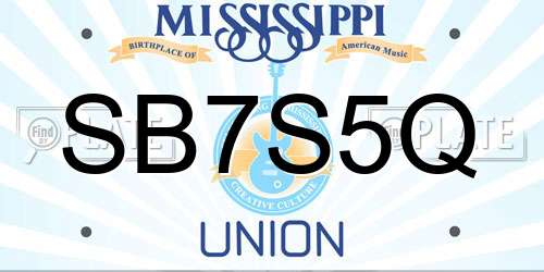 SB7S5Q Mississippi License Plate