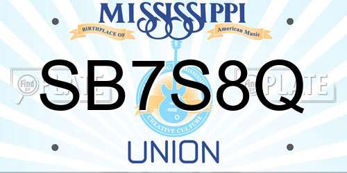SB7S8Q Mississippi License Plate