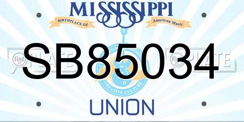 SB85034 Mississippi License Plate