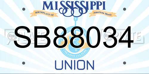 SB88034 Mississippi License Plate