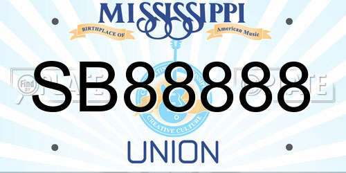 SB88888 Mississippi License Plate