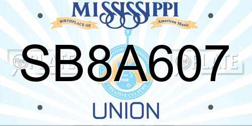 SB8A607 Mississippi License Plate