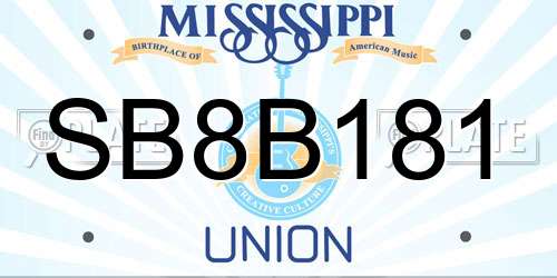 SB8B181 Mississippi License Plate