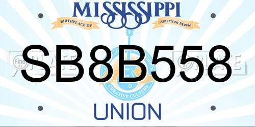 SB8B558 Mississippi License Plate