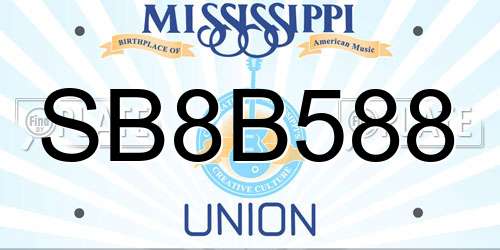 SB8B588 Mississippi License Plate