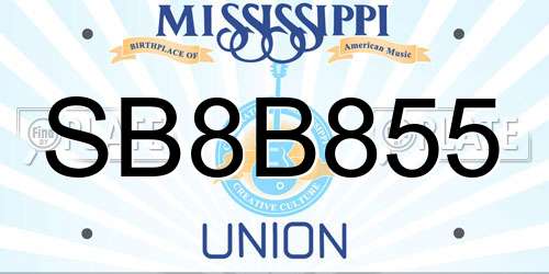 SB8B855 Mississippi License Plate