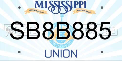 SB8B885 Mississippi License Plate