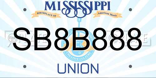 SB8B888 Mississippi License Plate