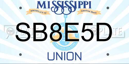 SB8E5D Mississippi License Plate