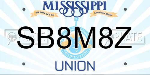 SB8M8Z Mississippi License Plate