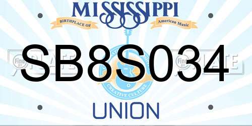 SB8S034 Mississippi License Plate